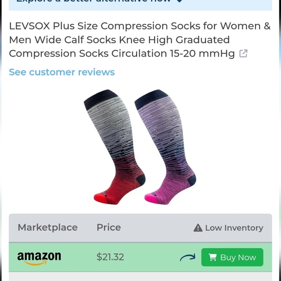 LEVSOX Gradient Pink & Blue Men's Socks Compression Sz L Set Of 2 Pairs - Picture 4 of 5